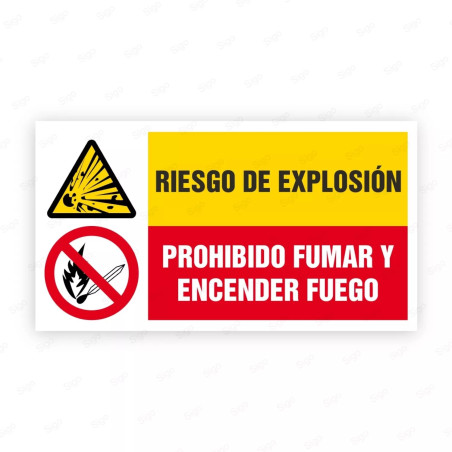 Señales Combinadas - ¡Riesgo! de Explosión Prohibido Fumar Y Encender Fuego |Cod. CB-14