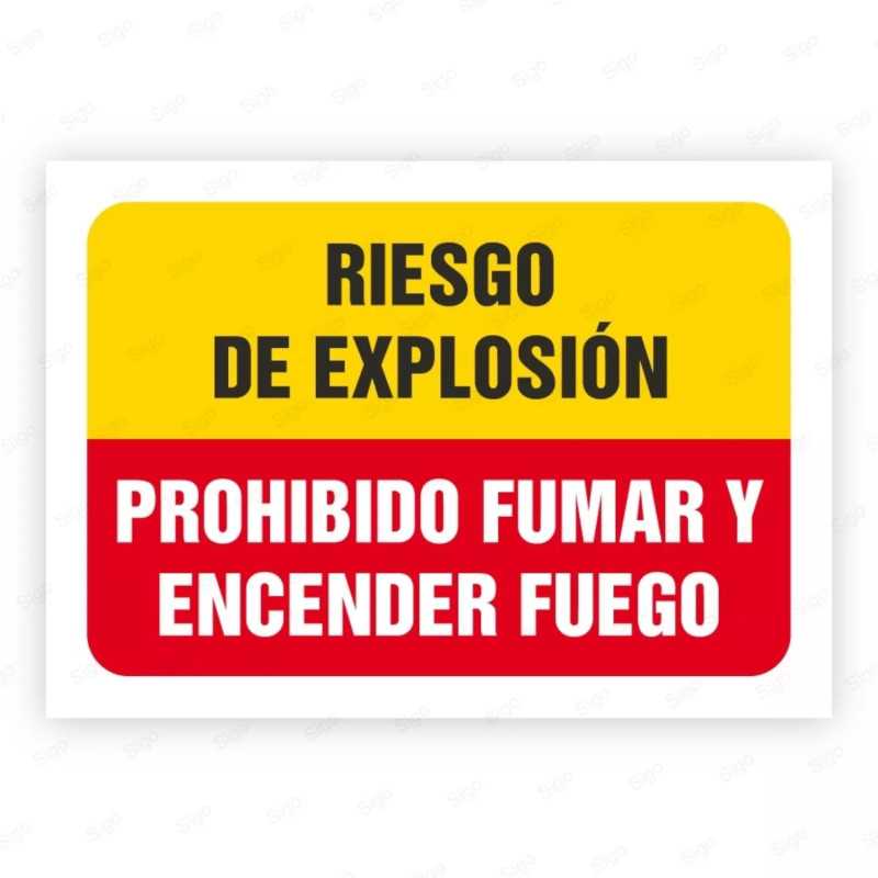 Señales Combinadas - ¡Riesgo! de Explosión Prohibido Fumar Y Encender Fuego |Cod. CB-15