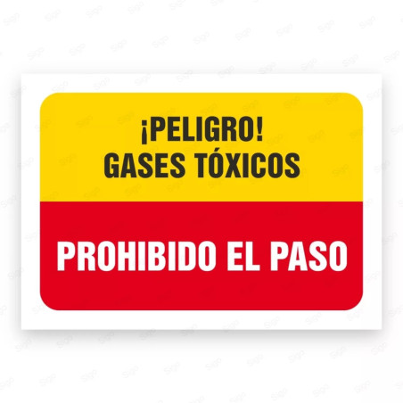 Señales Combinadas - ¡Peligro! Gases Tóxicos Prohibido El Paso |Cod. CB-30